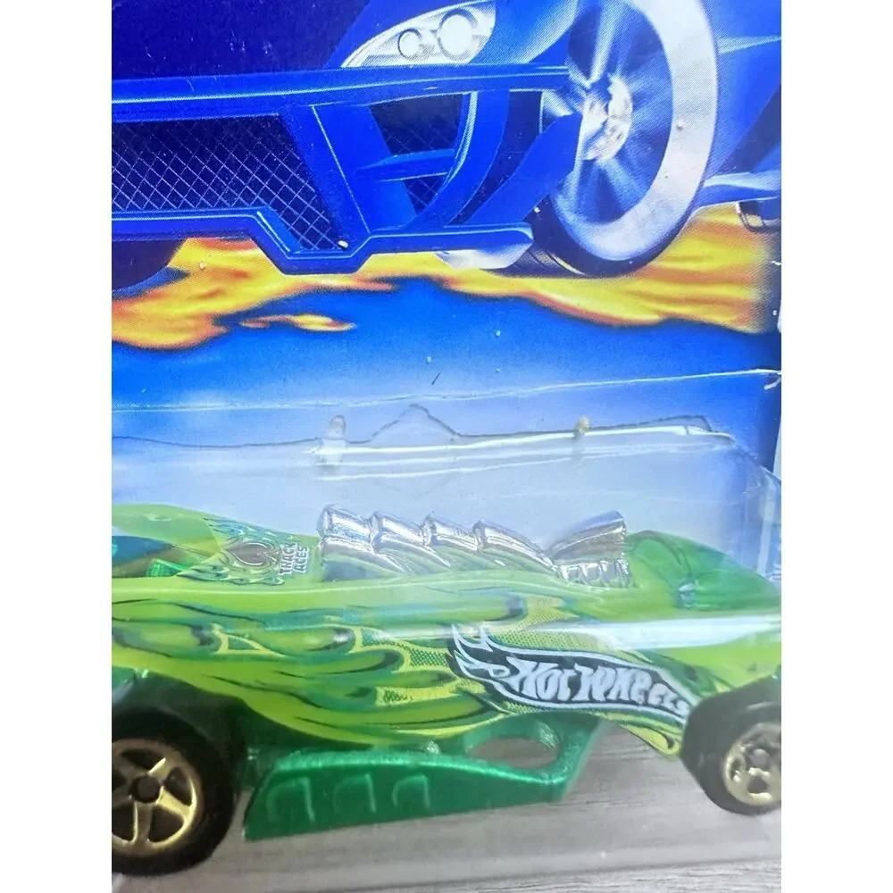 2003 Hot Wheels #125 Track Aces 1/10 TURBO FLAME Green w/Gold 5 Spoke Wheels H48